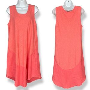 Cut Loose Sleeveless Dress Coral Linen Cotton Lightweight Summer Spring Small